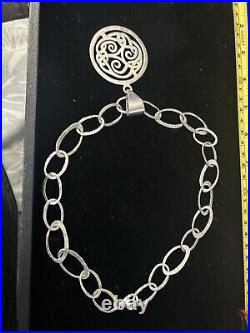 Vintage Large Sterling Silver Link 20 Chain Scottish Pendant Signed