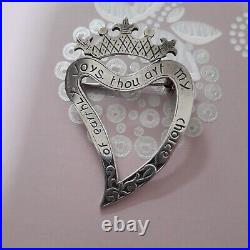 Vintage Luckenbooth Sterling Silver Heart & Crown Shaped Large Scottish Brooch