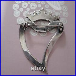 Vintage Luckenbooth Sterling Silver Heart & Crown Shaped Large Scottish Brooch