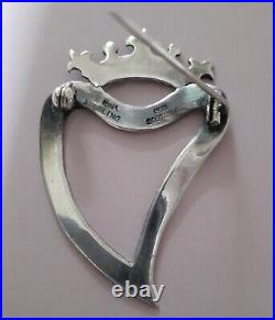 Vintage Luckenbooth Sterling Silver Heart & Crown Shaped Large Scottish Brooch