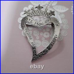 Vintage Luckenbooth Sterling Silver Heart & Crown Shaped Large Scottish Brooch