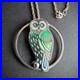 Vintage Norman Grant Scottish Silver Enamel Owl Bird Pendant