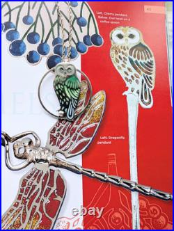 Vintage Norman Grant Scottish Silver Enamel Owl Bird Pendant
