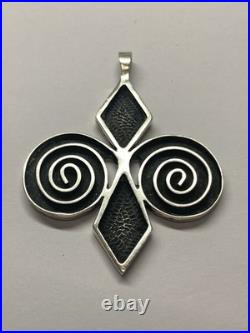 Vintage Ola Gorie Large Scottish Silver Pendant Skara Brae Omg Celtic