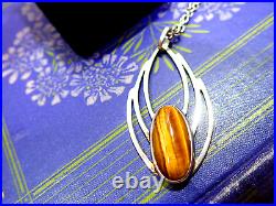 Vintage Ola Gorie Silver Pendant OMG 1970s Tigers Eye MG Ortak Ring Sterling 925