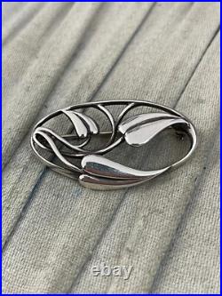 Vintage Ola Gorie Sterling Silver Brooch 925 Abstract Rennie Mackintosh Scottish
