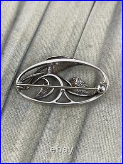 Vintage Ola Gorie Sterling Silver Brooch 925 Abstract Rennie Mackintosh Scottish