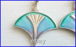 Vintage Pat Cheney 925 Scottish Sterling Silver And Enamel Drop/Dangle Earrings