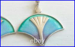 Vintage Pat Cheney 925 Scottish Sterling Silver And Enamel Drop/Dangle Earrings