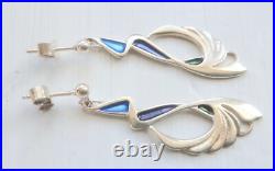 Vintage Pat Cheney 925 Scottish Sterling Silver And Enamel Drop/Dangle Earrings
