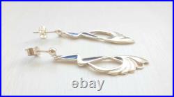 Vintage Pat Cheney 925 Scottish Sterling Silver And Enamel Drop/Dangle Earrings