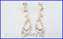 Vintage Pat Cheney 925 Scottish Sterling Silver And Enamel Drop/Dangle Earrings