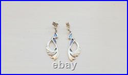 Vintage Pat Cheney 925 Scottish Sterling Silver And Enamel Drop/Dangle Earrings