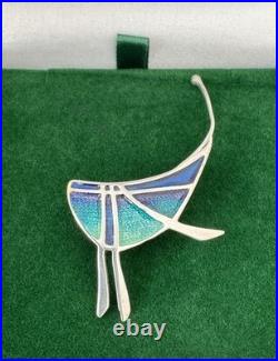 Vintage Pat Cheney Sterling Silver & Enamel Brooch Pin Scottish Designer