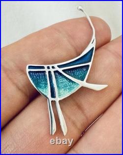 Vintage Pat Cheney Sterling Silver & Enamel Brooch Pin Scottish Designer