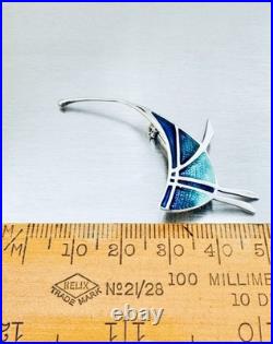 Vintage Pat Cheney Sterling Silver & Enamel Brooch Pin Scottish Designer
