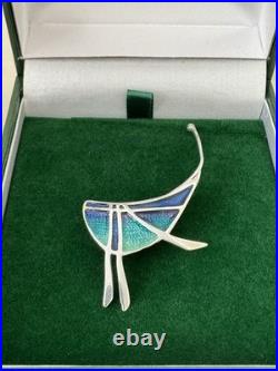 Vintage Pat Cheney Sterling Silver & Enamel Brooch Pin Scottish Designer