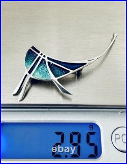 Vintage Pat Cheney Sterling Silver & Enamel Brooch Pin Scottish Designer