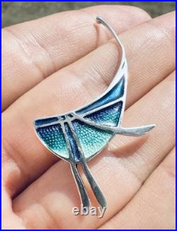 Vintage Pat Cheney Sterling Silver & Enamel Brooch Pin Scottish Designer