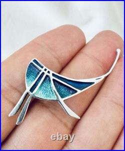 Vintage Pat Cheney Sterling Silver & Enamel Brooch Pin Scottish Designer