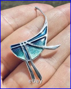 Vintage Pat Cheney Sterling Silver & Enamel Brooch Pin Scottish Designer