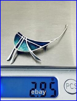 Vintage Pat Cheney Sterling Silver & Enamel Brooch Pin Scottish Designer