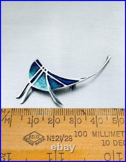 Vintage Pat Cheney Sterling Silver & Enamel Brooch Pin Scottish Designer