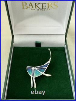 Vintage Pat Cheney Sterling Silver & Enamel Brooch Pin Scottish Designer
