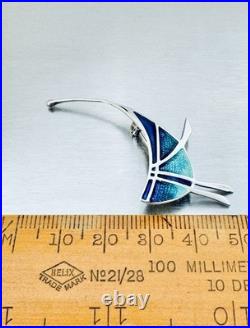 Vintage Pat Cheney Sterling Silver & Enamel Brooch Pin Scottish Designer