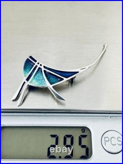 Vintage Pat Cheney Sterling Silver & Enamel Brooch Pin Scottish Designer
