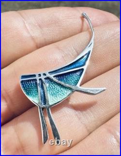 Vintage Pat Cheney Sterling Silver & Enamel Brooch Pin Scottish Designer