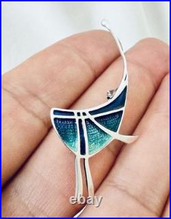 Vintage Pat Cheney Sterling Silver & Enamel Brooch Pin Scottish Designer