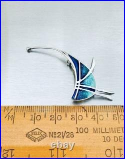 Vintage Pat Cheney Sterling Silver & Enamel Brooch Pin Scottish Designer