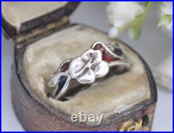 Vintage Pat Cheney Sterling Silver Enamel Flower Ring 1981 Edinburgh Scottish