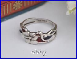 Vintage Pat Cheney Sterling Silver Enamel Flower Ring 1981 Edinburgh Scottish