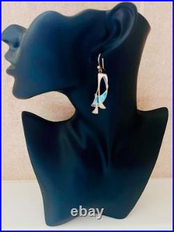 Vintage Pat Cheney for Ortak Scottish Sterling Silver and Enamel Dangle Earrings