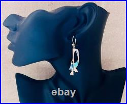 Vintage Pat Cheney for Ortak Scottish Sterling Silver and Enamel Dangle Earrings