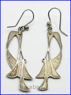 Vintage Pat Cheney for Ortak Scottish Sterling Silver and Enamel Dangle Earrings