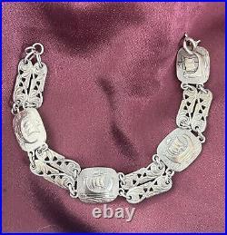 Vintage Scottish 925 Sterling Silver Bracelet Viking Ship 25.9 grams