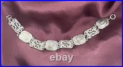 Vintage Scottish 925 Sterling Silver Bracelet Viking Ship 25.9 grams