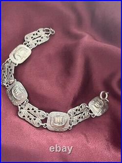 Vintage Scottish 925 Sterling Silver Bracelet Viking Ship 25.9 grams