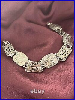 Vintage Scottish 925 Sterling Silver Bracelet Viking Ship 25.9 grams