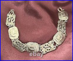 Vintage Scottish 925 Sterling Silver Bracelet Viking Ship 25.9 grams