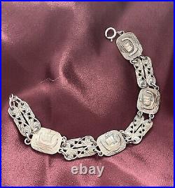 Vintage Scottish 925 Sterling Silver Bracelet Viking Ship 25.9 grams