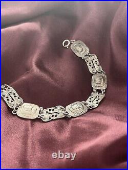 Vintage Scottish 925 Sterling Silver Bracelet Viking Ship 25.9 grams