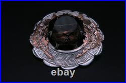 Vintage Scottish 9ct Gold & Sterling Silver Smoky Quartz 28 Carat Brooch HM 1961