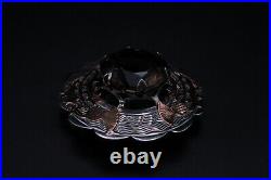 Vintage Scottish 9ct Gold & Sterling Silver Smoky Quartz 28 Carat Brooch HM 1961