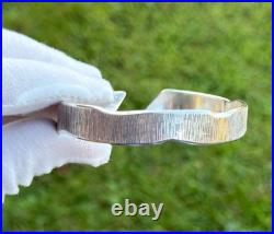 Vintage Scottish Bangle Heavy Wood Effect 925 Sterling Silver Large Size