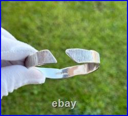Vintage Scottish Bangle Heavy Wood Effect 925 Sterling Silver Large Size