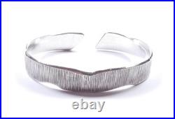 Vintage Scottish Bangle Heavy Wood Effect 925 Sterling Silver Large Size